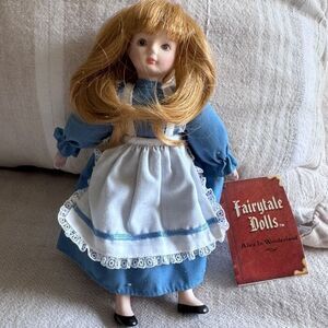Vintage Russ Fairytale Doll Alice in Wonderland Porcelain Doll with Book